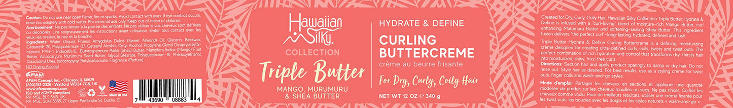 Hawaiian Silky Mango Murumuru & Shea Butter Curling Creme, 12 fl oz for Frizz-Free Curls with Hydration & Define