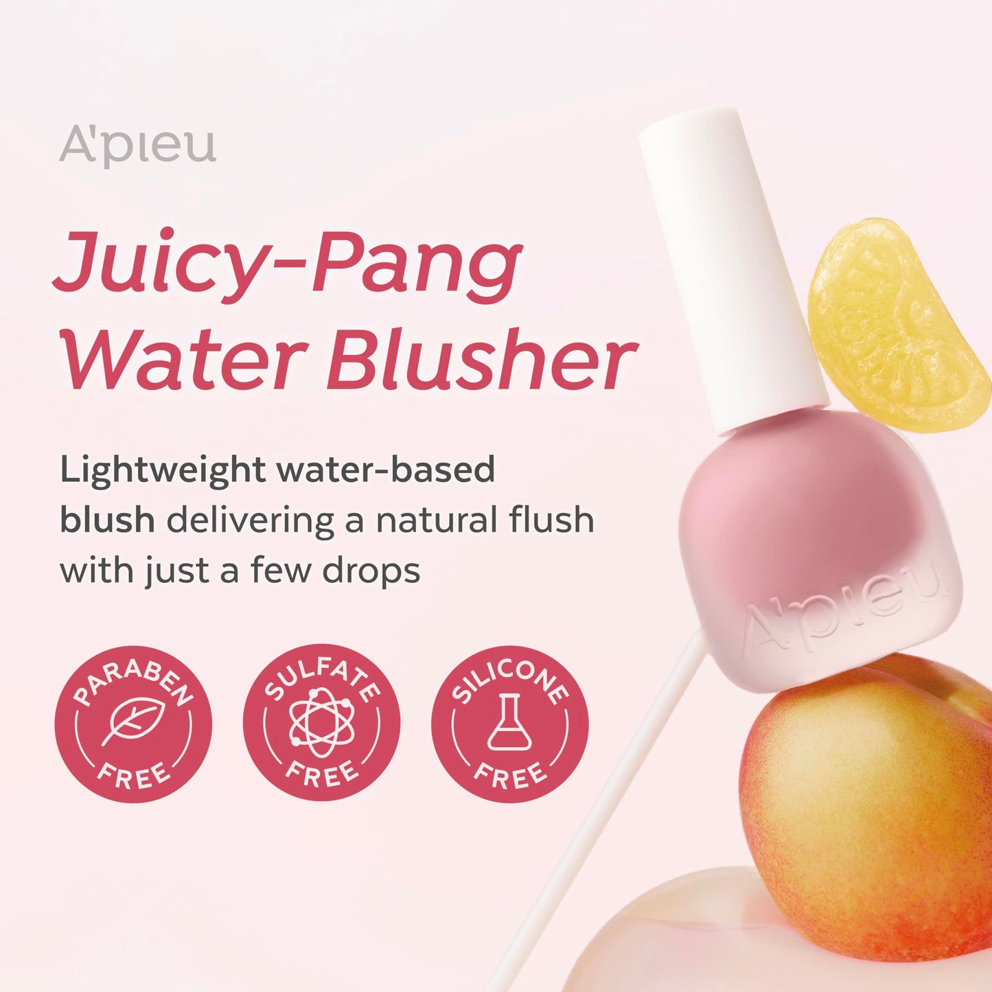 A'PIEU Juicy-Pang Water Blusher [RD01] - Fruity Liquid Blush for Cheeks, Buildable & Blendable Color, Hydrating Dewy Finish with Fruit Extract Blend
