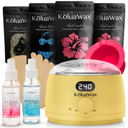 KoluaWax Premium Waxing Kit for Women - Beginner Friendly - Complete Wax Kit that includes 14oz of Wax Beads, Applicator, Pre and Post Care, Suitable Beauty and Personal Care KoluaWax