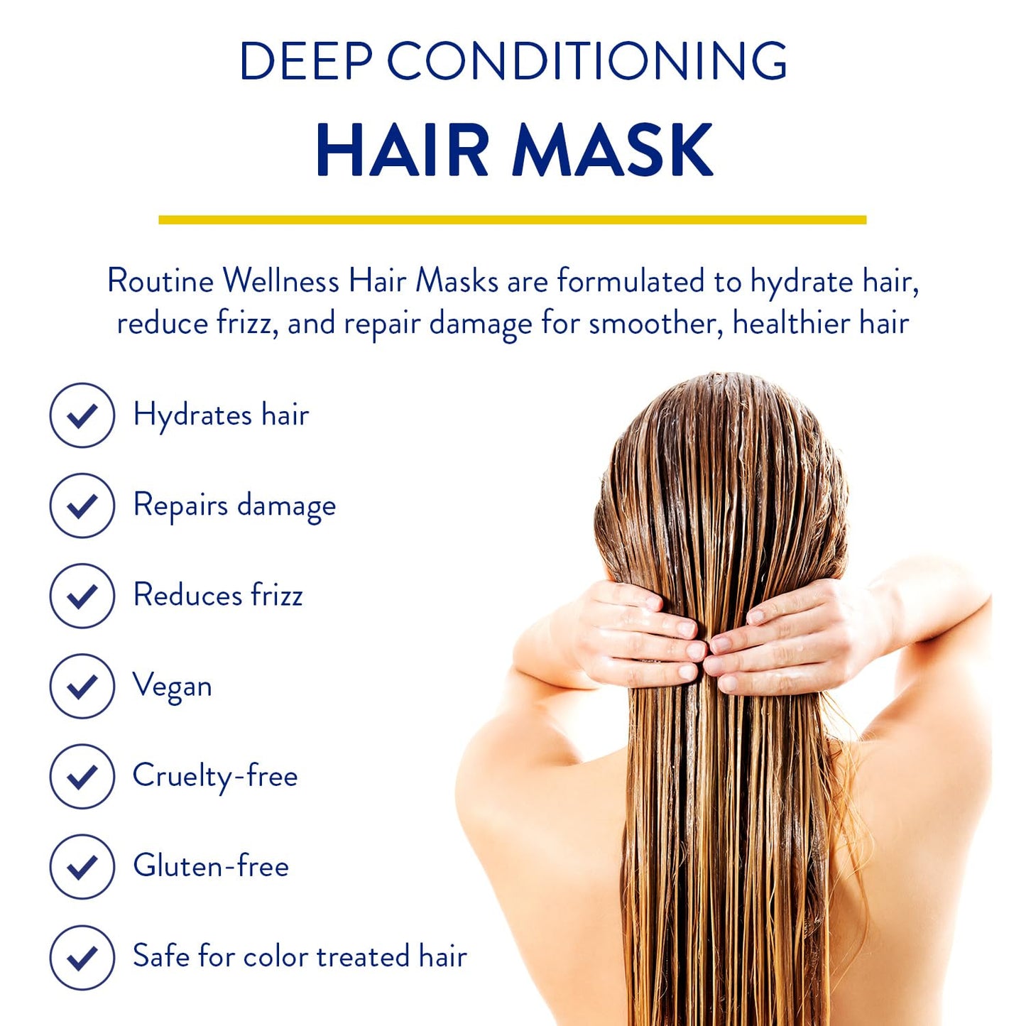Routine Wellness Deep Conditioning Hair Mask - Bring Dry, Damaged Hair Back to Life - Hydrating Repair Treatment that Moisturizes, Strengthens & Adds
