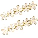 HINZIC 2 Pcs 2.64inch Flower Opal Hair Clips Gold Sparkly Wedding Barrettes Fancy Hair Pins Valentines Wedding Prom Engagement Birthday Decorative
