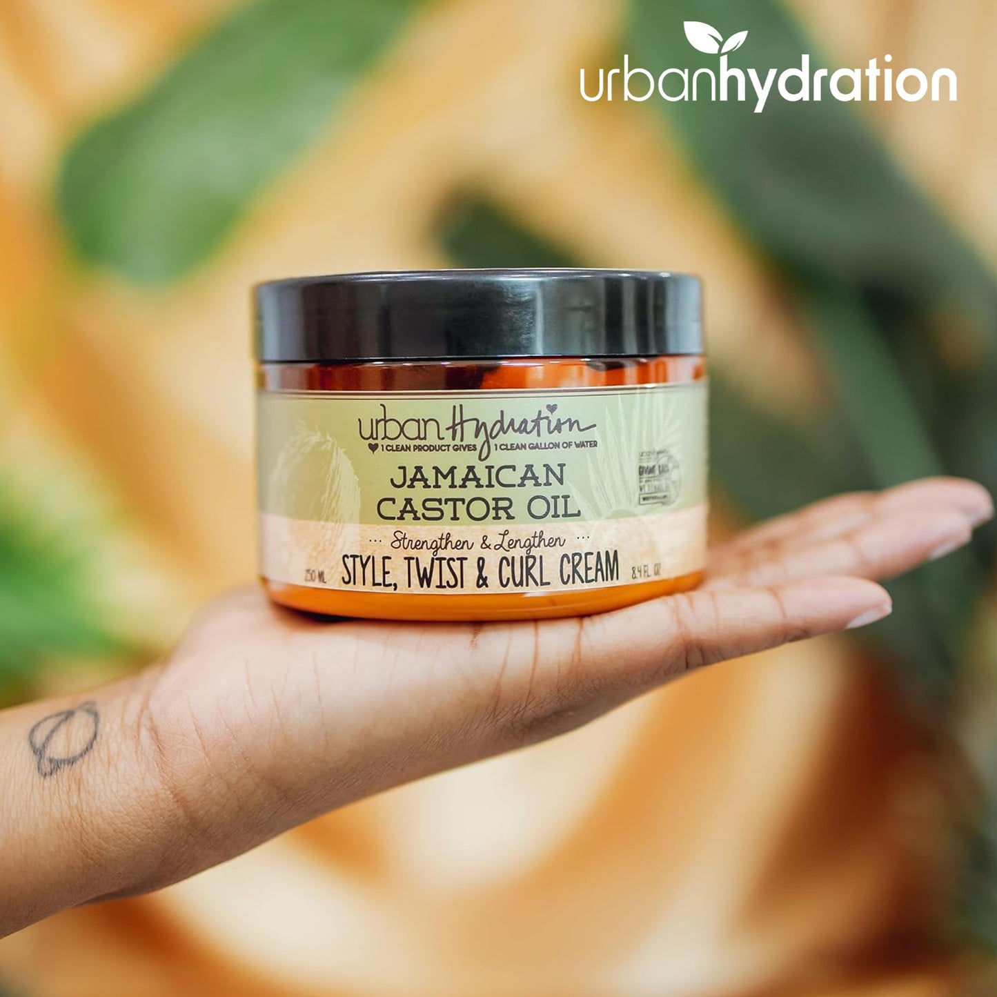 Urban Hydration Jamaican Castor Oil Curl Styling Cream | Sulfate, Paraben and Dye Free, Moisturizes, Thickens, Prevents Breakage and Lengthens