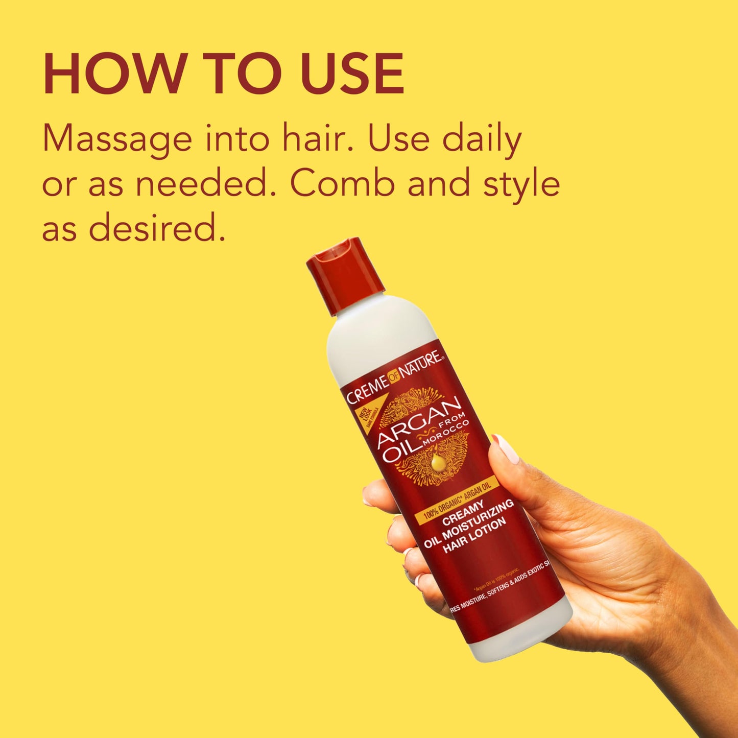Creme of Nature Argan Oil from Morocco Creamy Oil Moisturizing Hair Lotion, Restores Moisture, Controls Frizz, Curl Care Gift for Women, 8.45 fl oz