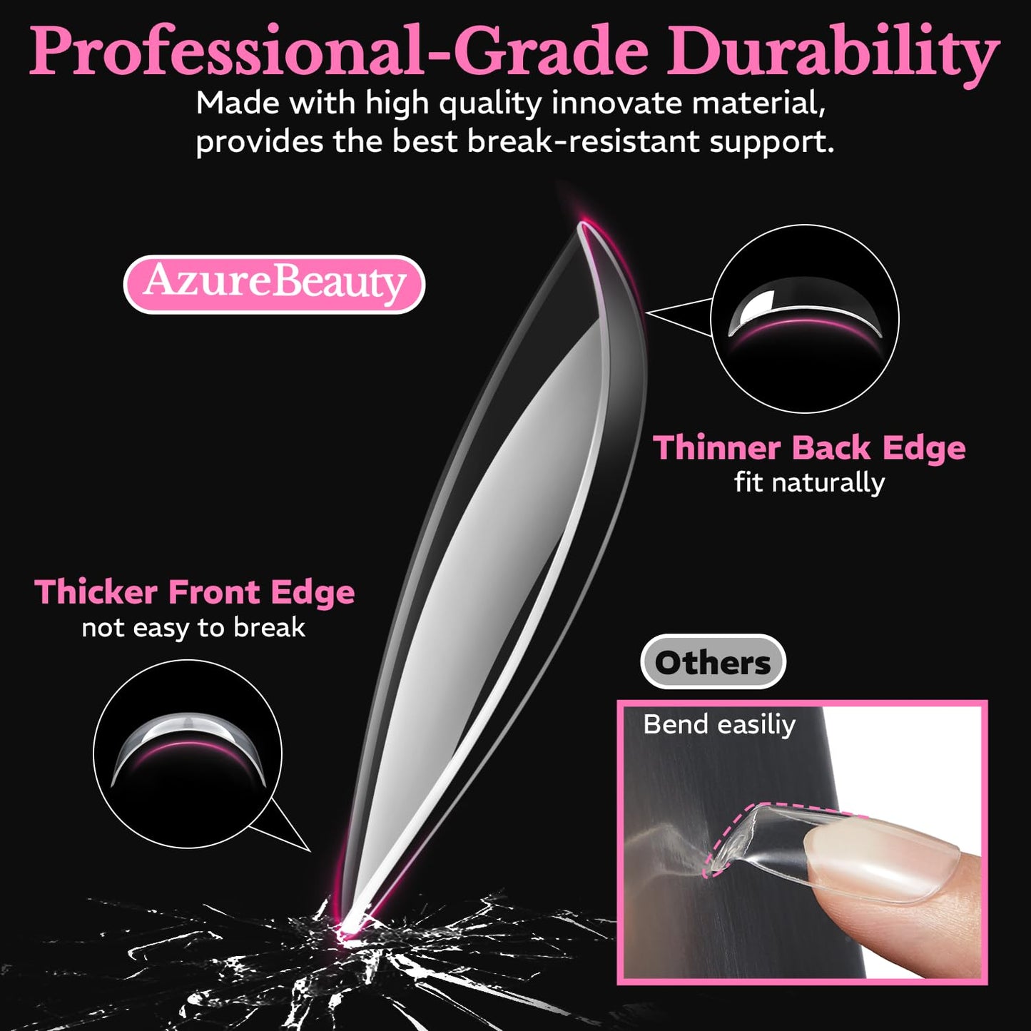 Medium Almond Nail Tips 600pcs 15 Size, Pre Etched Soft Gel Nail Tips Acrylic Fake Nails Half Matte Full Cover Clear Press On False Nail Extensions Beauty and Personal Care AZUREBEAUTY