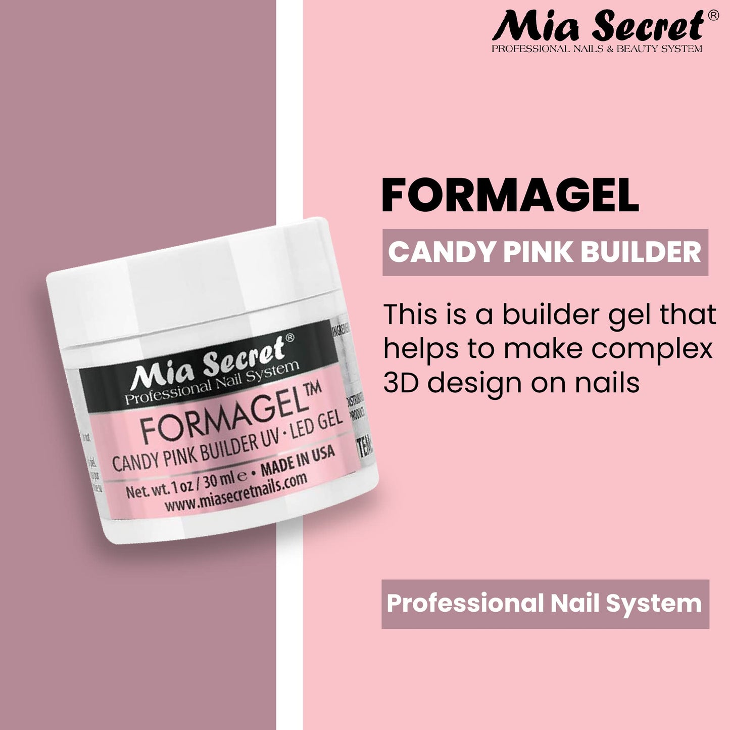 Mia Secret Nudes 1oz Formagel Gel Nail Builder - UV Led Gel - Cover Blush - Cover Tan - Candy Pink Pick Yours (Candy Pink) Beauty & Personal Care Mia Secret