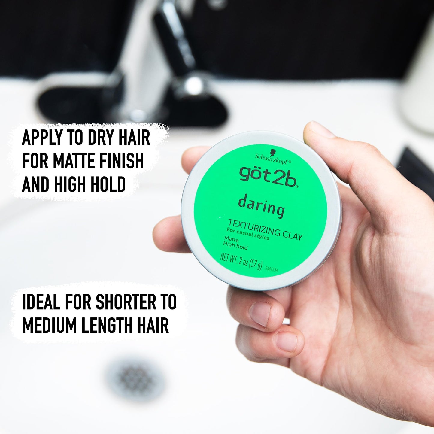got2b Daring Texturizing Clay, 2 Fl Oz, Matte Finish and High Hold Styling Hair Clay For Men and Women, Non-Greasy, Non-Sticky Hair Texturizer
