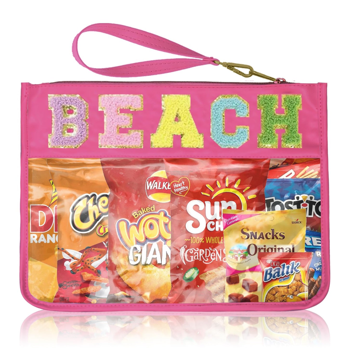 Siwara Beach Bags Sunscreen Bag Summer Essentials Clear Pouch Travel Makeup Bag Beach Essentials Chenille Letter Bags for Zipper Pouch Clear Cosmetic Beauty and Personal Care Siwara Default Title
