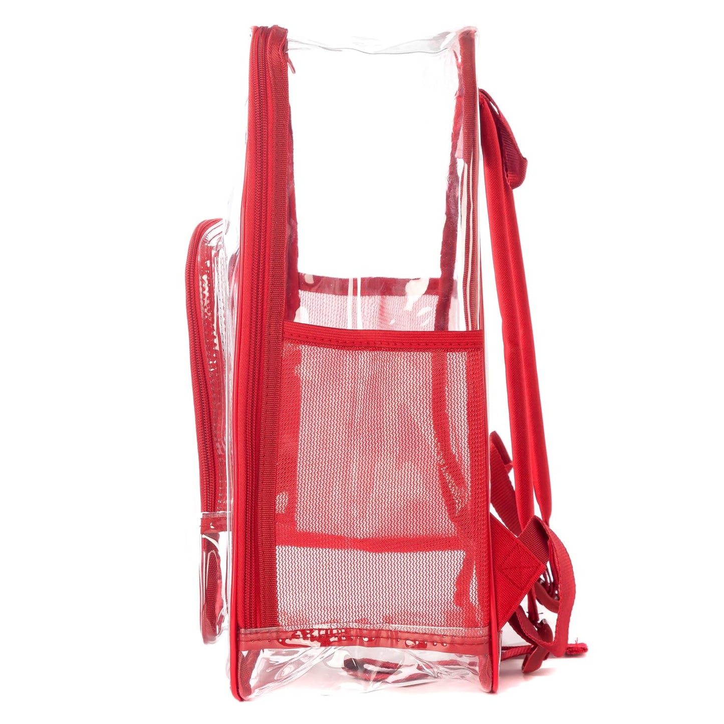 K-Cliffs Clear Backpack Heavy Duty Student Bookbag Large Durable See Through School Bag Quality Transparent PVC Travel Security Workbag Red