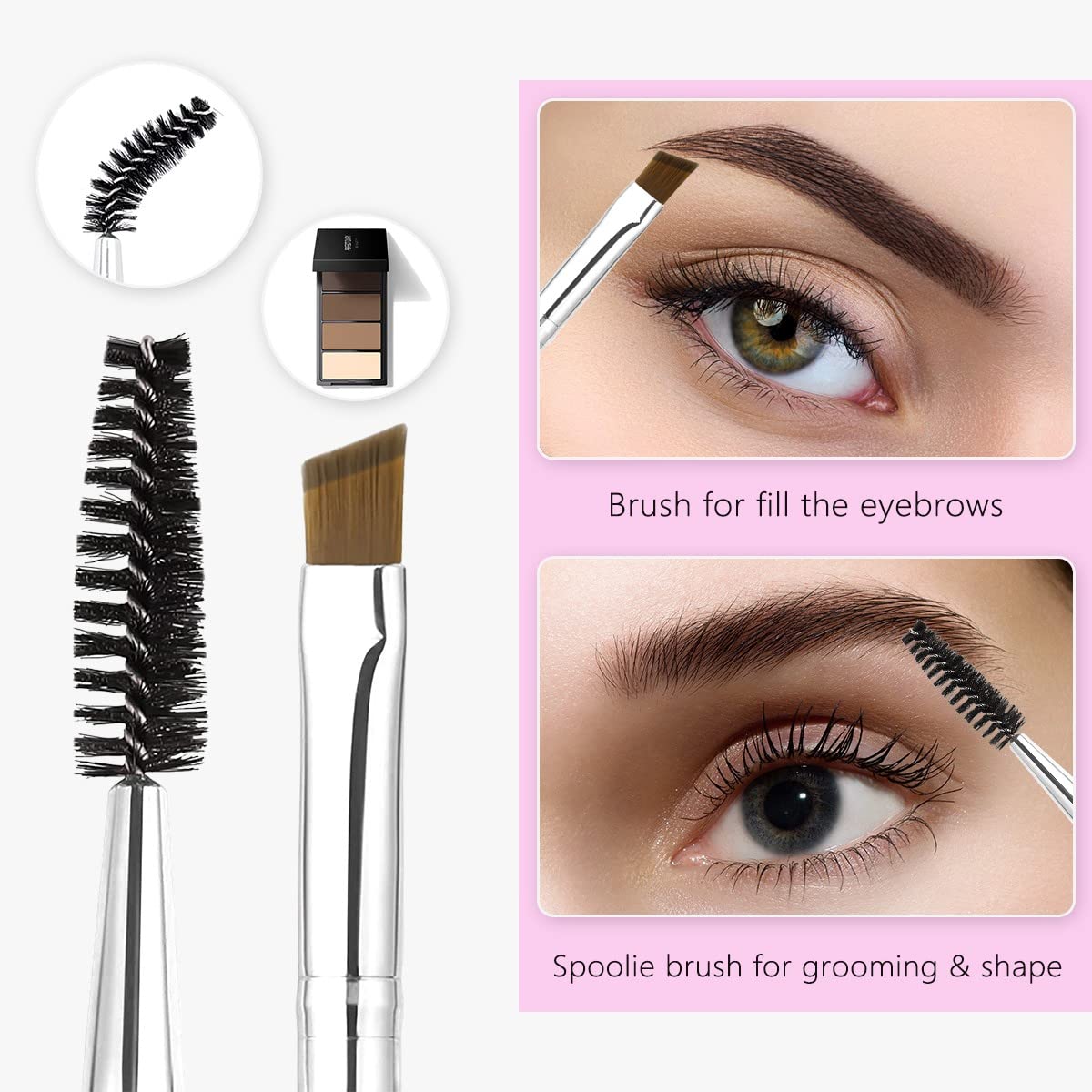 Eyelash Curlers Eyebrow Brush Kit for Women w Lash Curler, Eyelash Comb Seperator, Mascara Brushes, Eyelash Extension Tweezers, Angled Eyebrow Brush