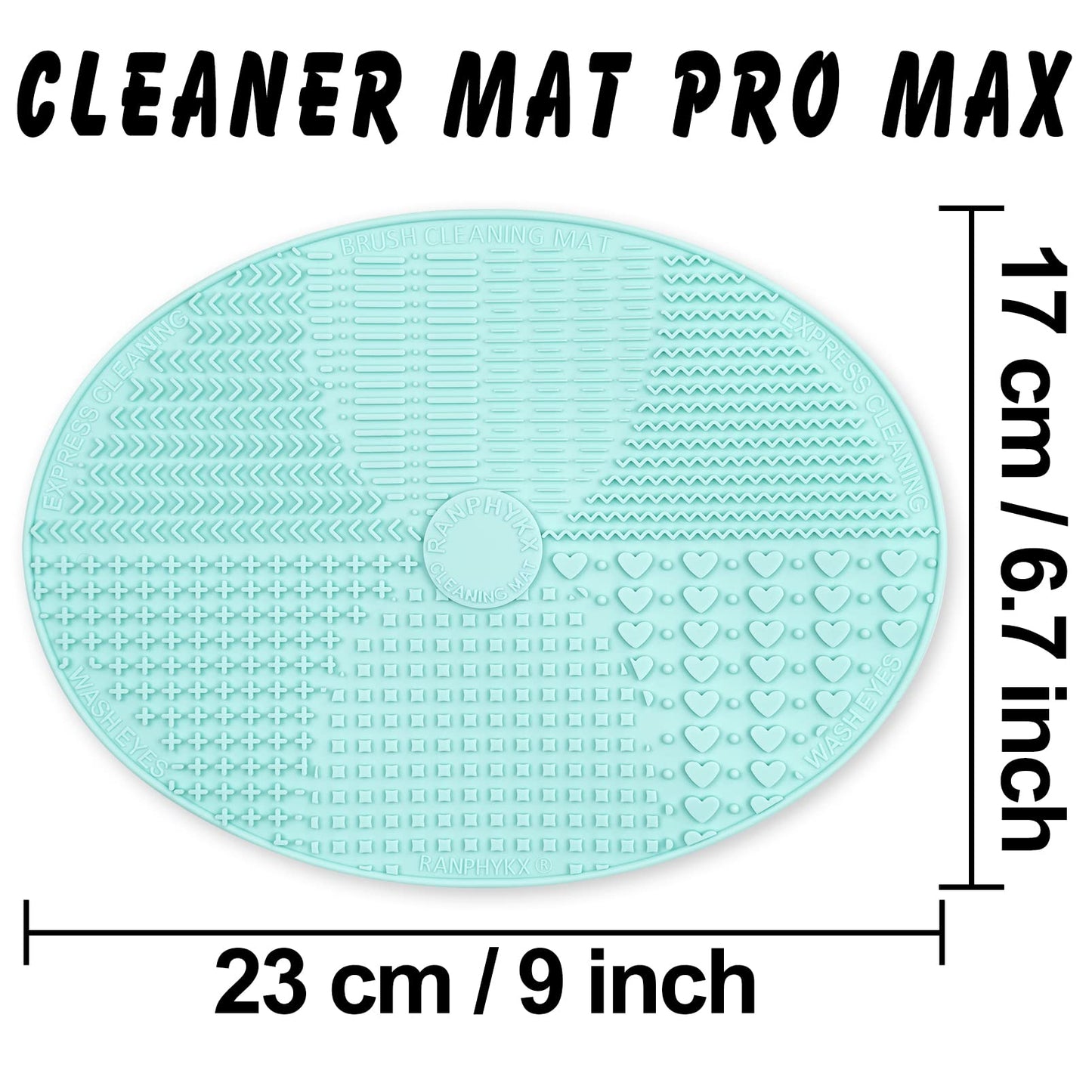Ranphykx Makeup Brush Cleaner Mat, Silicone, Big Size, Green, Cleaning Pad with Suction Cup, Make Up Brush Cleaner