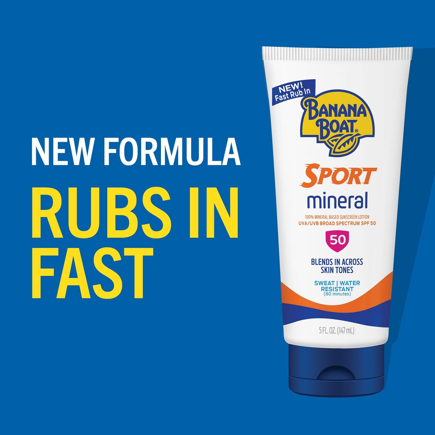 Banana Boat Sport Mineral Sunscreen SPF 50 Lotion, 5Fl Oz | Zinc Oxide Sunscreen Lotion, SPF 50 Sunblock, 5Fl Oz