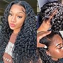 Glueless Water Wave Lace Front Wigs Human Hair for Women 180 Density Unprocessed Brazilian Virgin Human Hair Wigs with Baby Hair Pre Plucked Natural