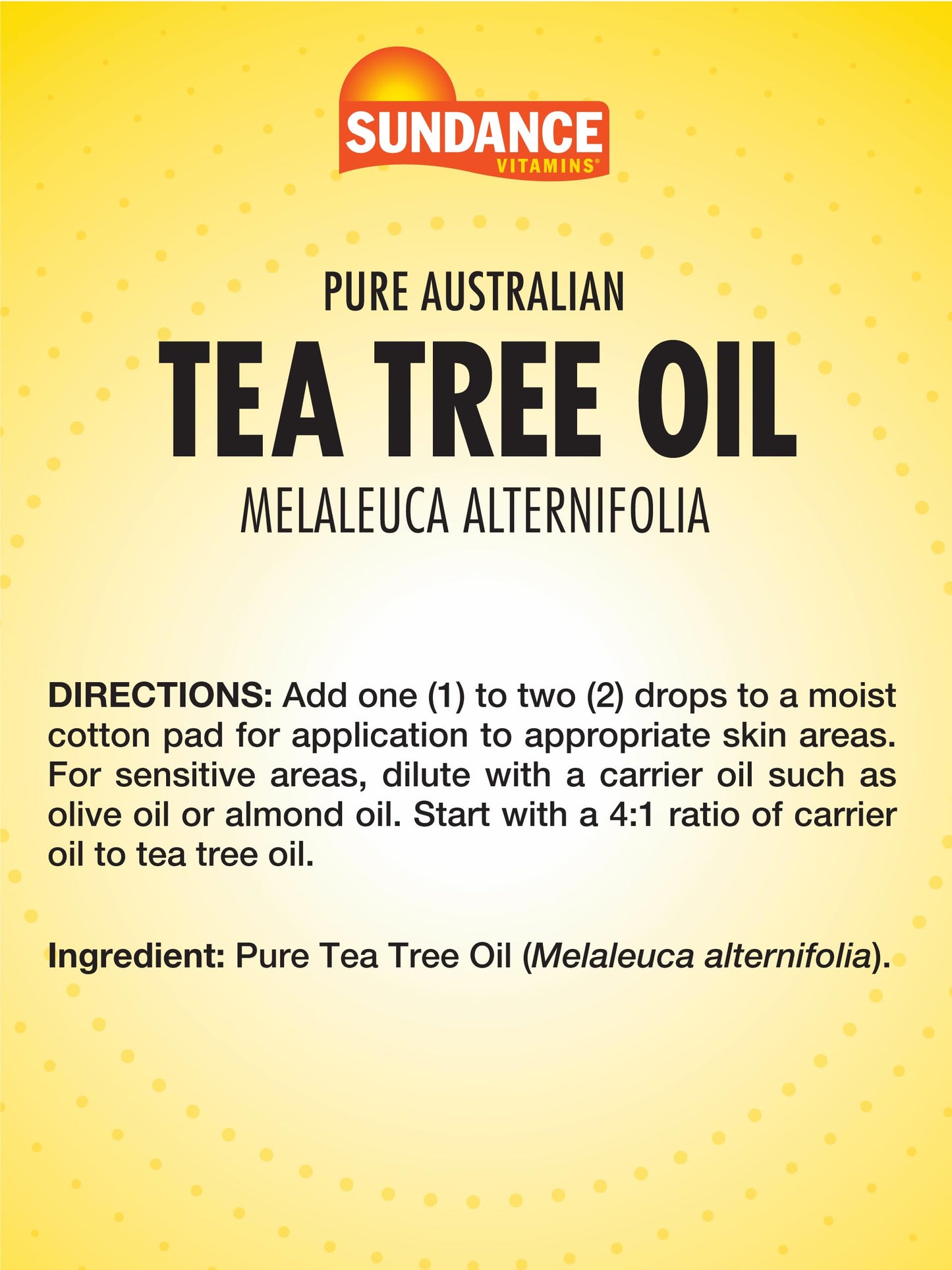 Sundance Australian Tea Tree Oil for Skin | 1 Fluid Ounce | Natural Pure Skin Aid | Melaleuca Alternifolia | Non-GMO and Gluten Free