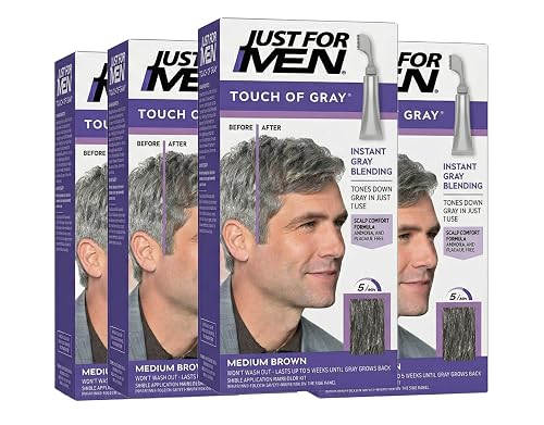 Just For Men Touch Of Gray Hair Treatment T-35 Medium Brown, 1 Each (Pack Of 4)