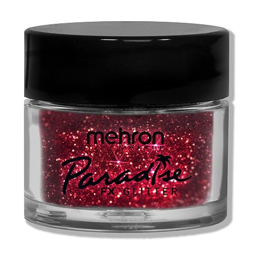 Mehron Makeup Paradise Glitter FX | Professional Shimmering Loose Glitter for Makeup & Art .25 oz (7 g) (RED)