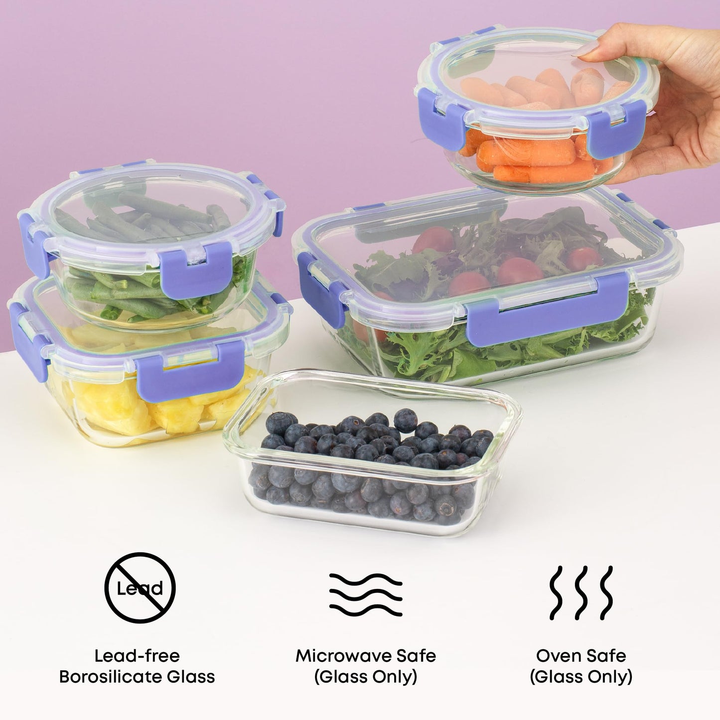 JoyJolt 24pc Borosilicate Glass Storage Containers with Lids | 12 Airtight/Freezer Safe Food Storage Containers for Pantry and Kitchen | Meal Prep…