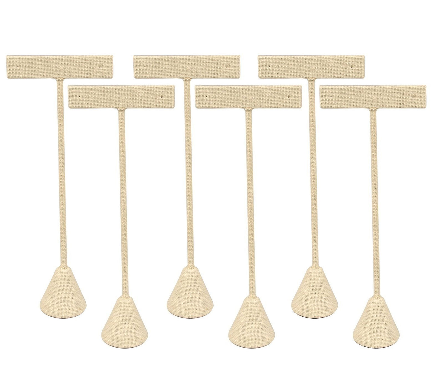 N'ice Packaging - 6 Qty Beige Linen 6.75" High Free-Standing Earring T-Stand Display, T Shape Holder for Tradeshow, Home Business, Promotion, or just…