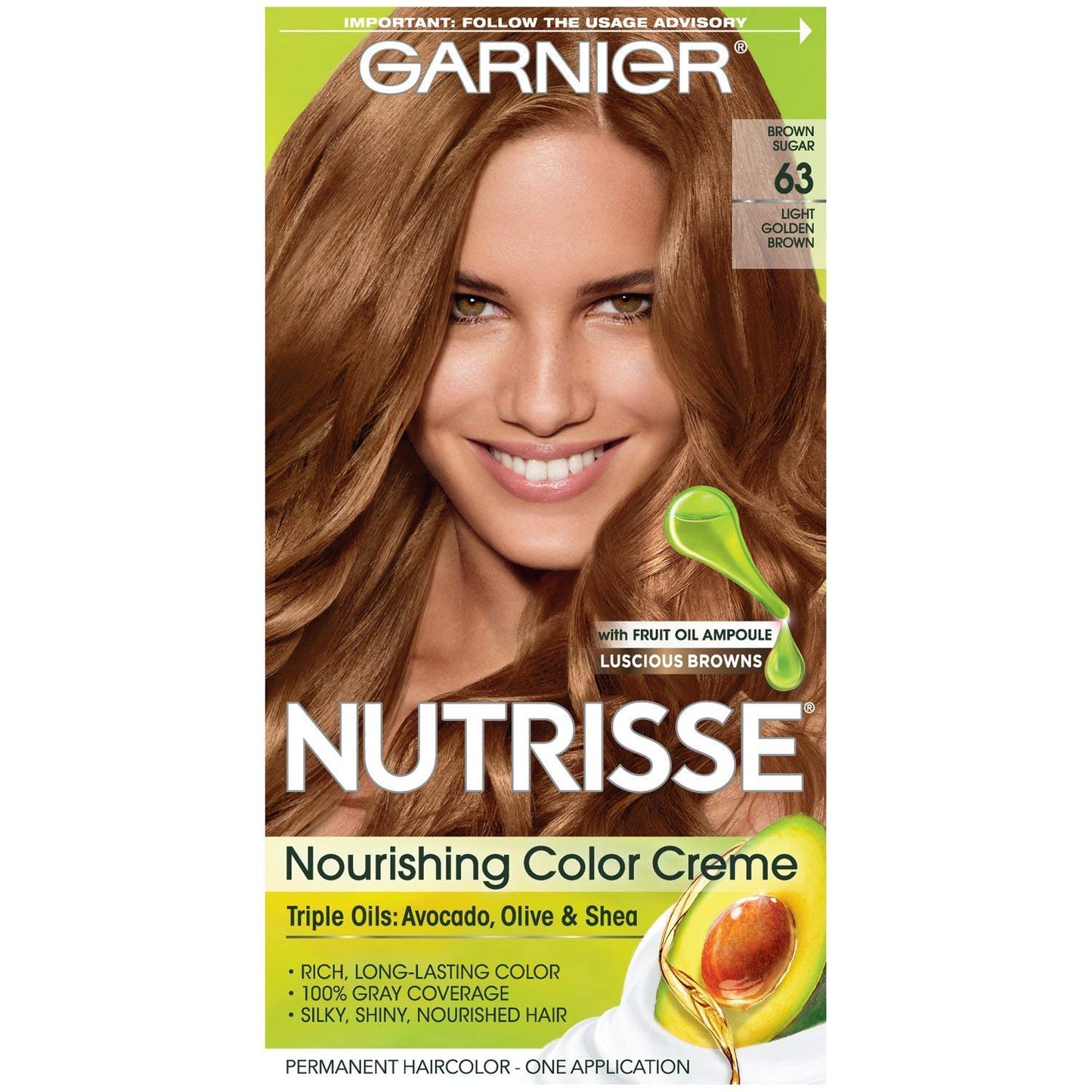 Garnier Nutrisse Nourishing Color Creme [63] Light Golden Brown 1 ea (Pack of 2)