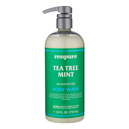 Renpure Original Tea Tree Essential Oil & Peppermint Moisturizing Body Wash With Pump - for Dry Sensitive Skin & Decongest Pores - Sulfate Free Body