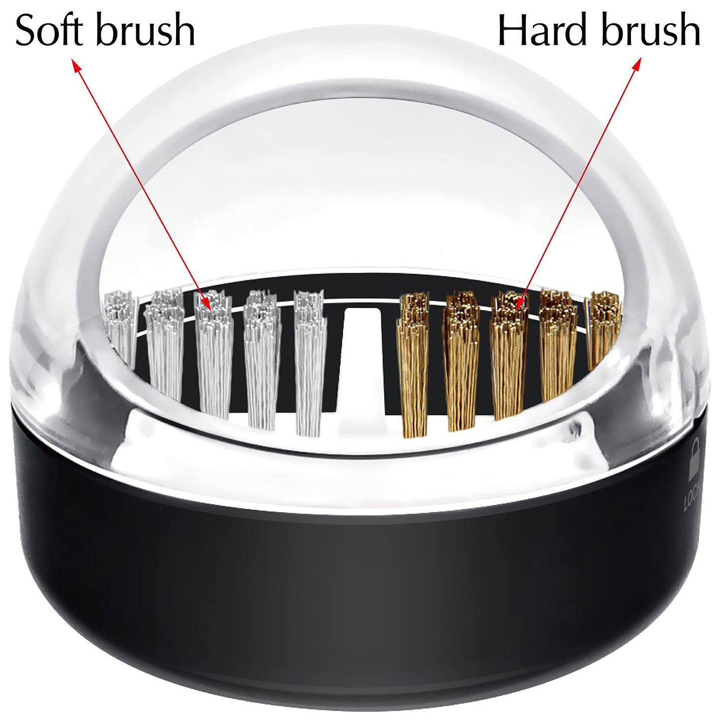 HiANNE Nail Art Cleaner Tool Case with Steel Wire Brush and Nylon Brush for Cleaning Carbide/Ceramic Nail Drill Bits, Anti-Splash Design, Removable