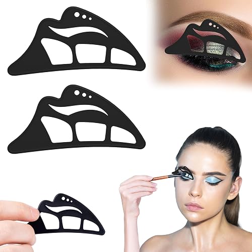 NFAMRZCAR 2PC Eyeshadow Stencil 5 in 1 Silicone Eyeshadow Tool,Reusable Eye Makeup Aid Stencils,Eye Makeup Aid, for Make Up Beginners&Women (Black)
