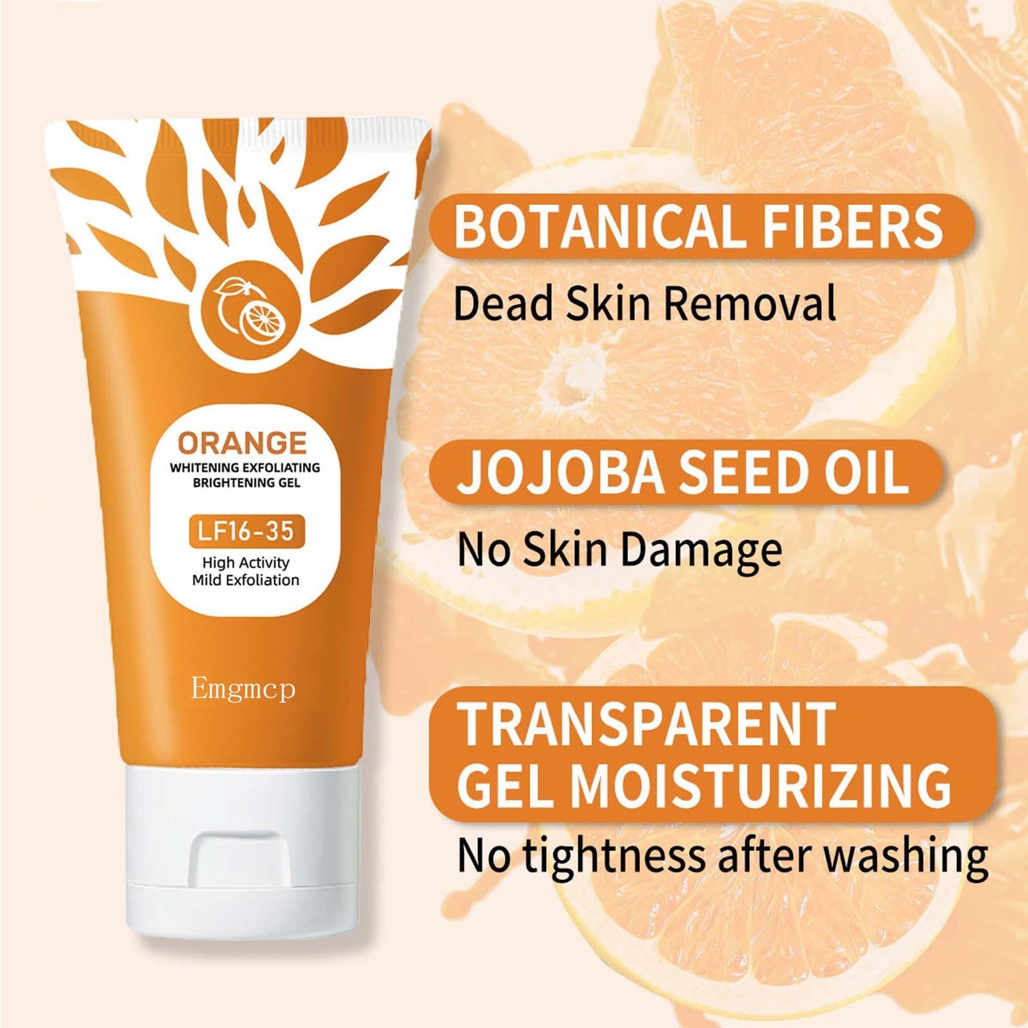 Orange Exfoliating Gel for Face & Body | Deep Pore Cleansing to Remove Blackheads, Moisturizing Scrub with Enzymes for Smooth & Radiant Skin, Gentle