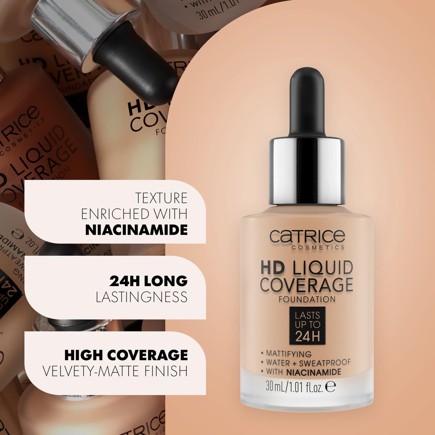 Catrice | HD Liquid Coverage Foundation | Flawless, High Coverage | Vegan & Cruelty Free (008 | Fair Beige) Beauty and Personal Care Catrice Cosmetics