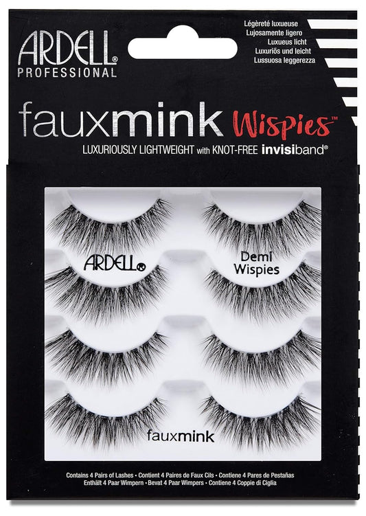 Ardell Faux Mink Lashes Demi Wispies Multipack, Natural-Looking False Eyelashes, 4 Pairs, 1 Pack