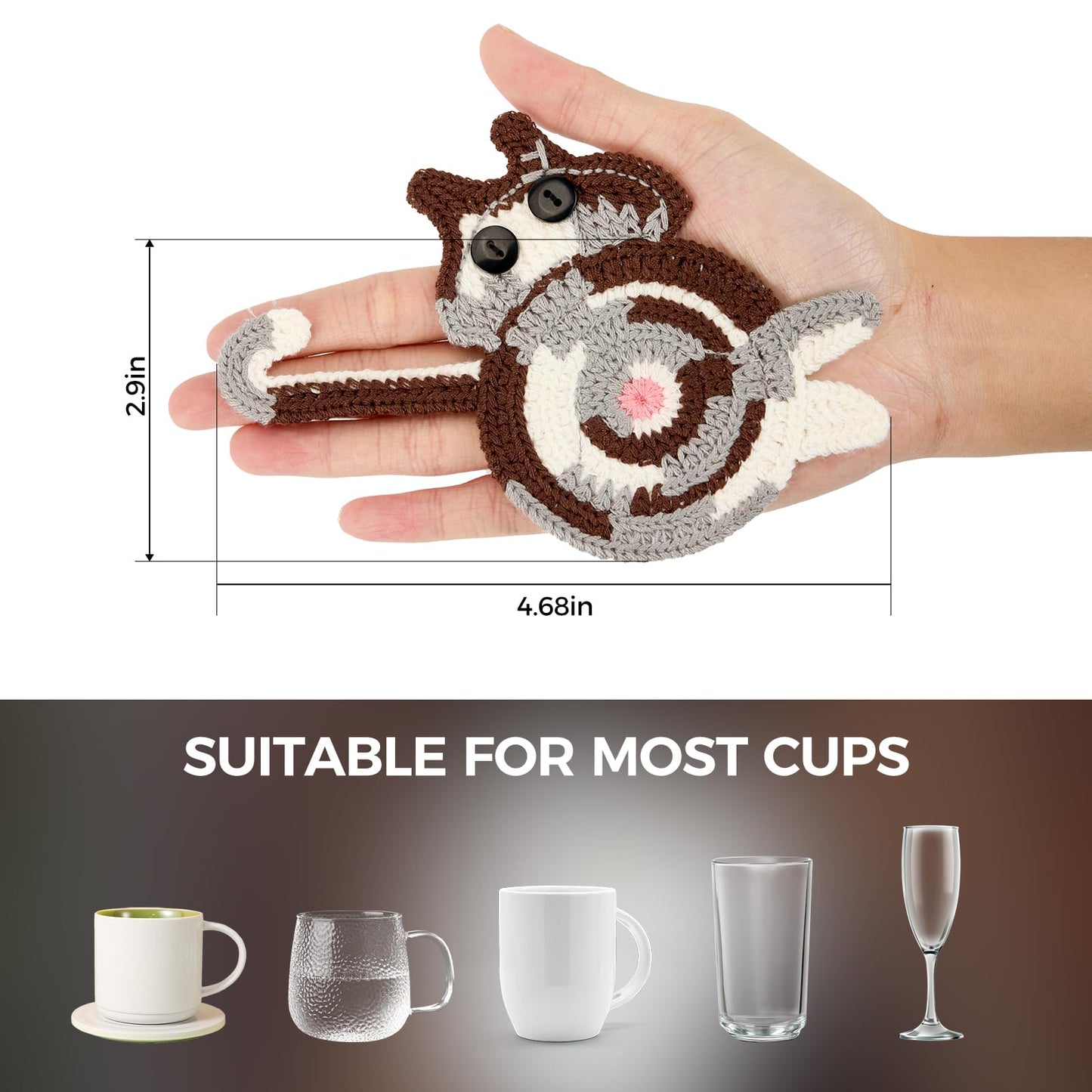 Cat-Themed Drink Coasters – Fun Woven Creative Set for Cat Lovers, Cute Coffee Coasters for Home Decor & Table Protection, 3PC