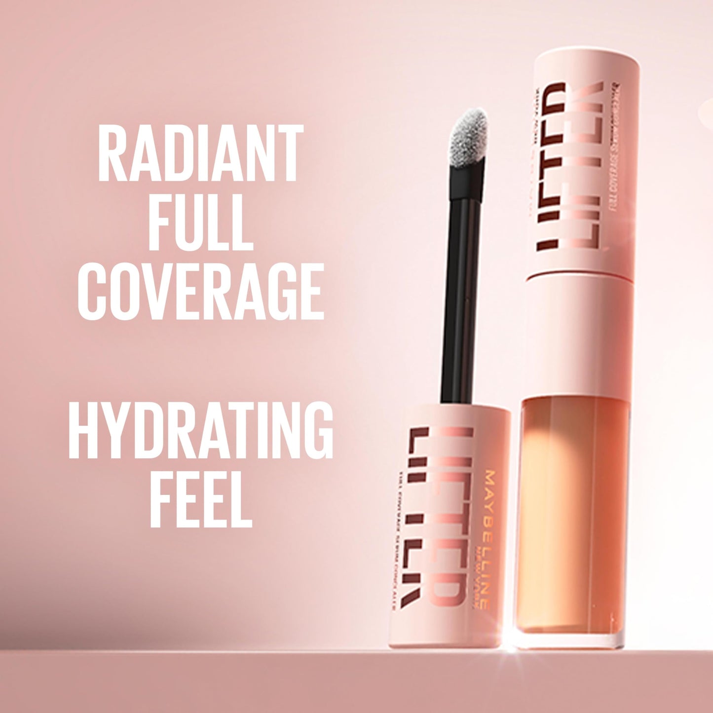 Maybelline Lifter Serum Concealer, Radiant Concealer with Full Coverage, Includes 2% Peptides + Caffeine to Hydrates & Brightens Under Eyes, 120, 1