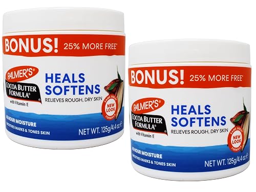 Palmer's Cocoa Butter Formula with Vitamin E, Body Moisturizer, Relieves Rough, Dry Skin, Smoothes Marks & Tones Skin, ("Bonus") 4.4 OZ Jar - 2 Pack