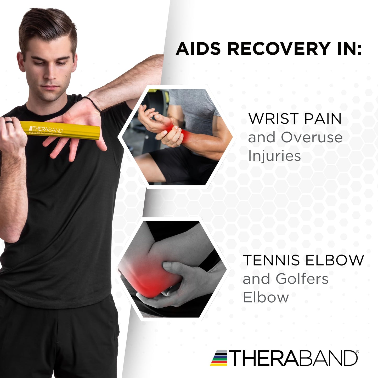 THERABAND FlexBar, Tennis Elbow Therapy Bar, Relieve Tendonitis Pain & Improve Grip Strength, Resistance Bar for Golfers Elbow & Tendinitis, Yellow,…