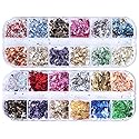 AUOCATTAIL 24 Grids Foil Nail Art Holographic Aluminum Nail Foil Flakes Stickers Nail Sequins 3D Glitter Decoration DIY Design Accessories Rainbow