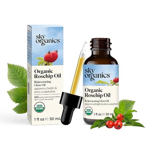 Sky Organics Travel Size Revitalizing Glow Face Oil, Rosehip Oil for Face - Nourishes Without Clogging Pores, Rosehip Seed Oil Organic for Bright