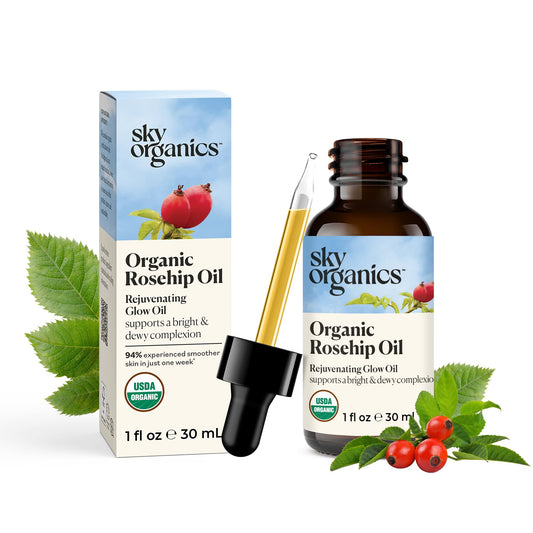 Sky Organics Travel Size Revitalizing Glow Face Oil, Rosehip Oil for Face - Nourishes Without Clogging Pores, Rosehip Seed Oil Organic for Bright