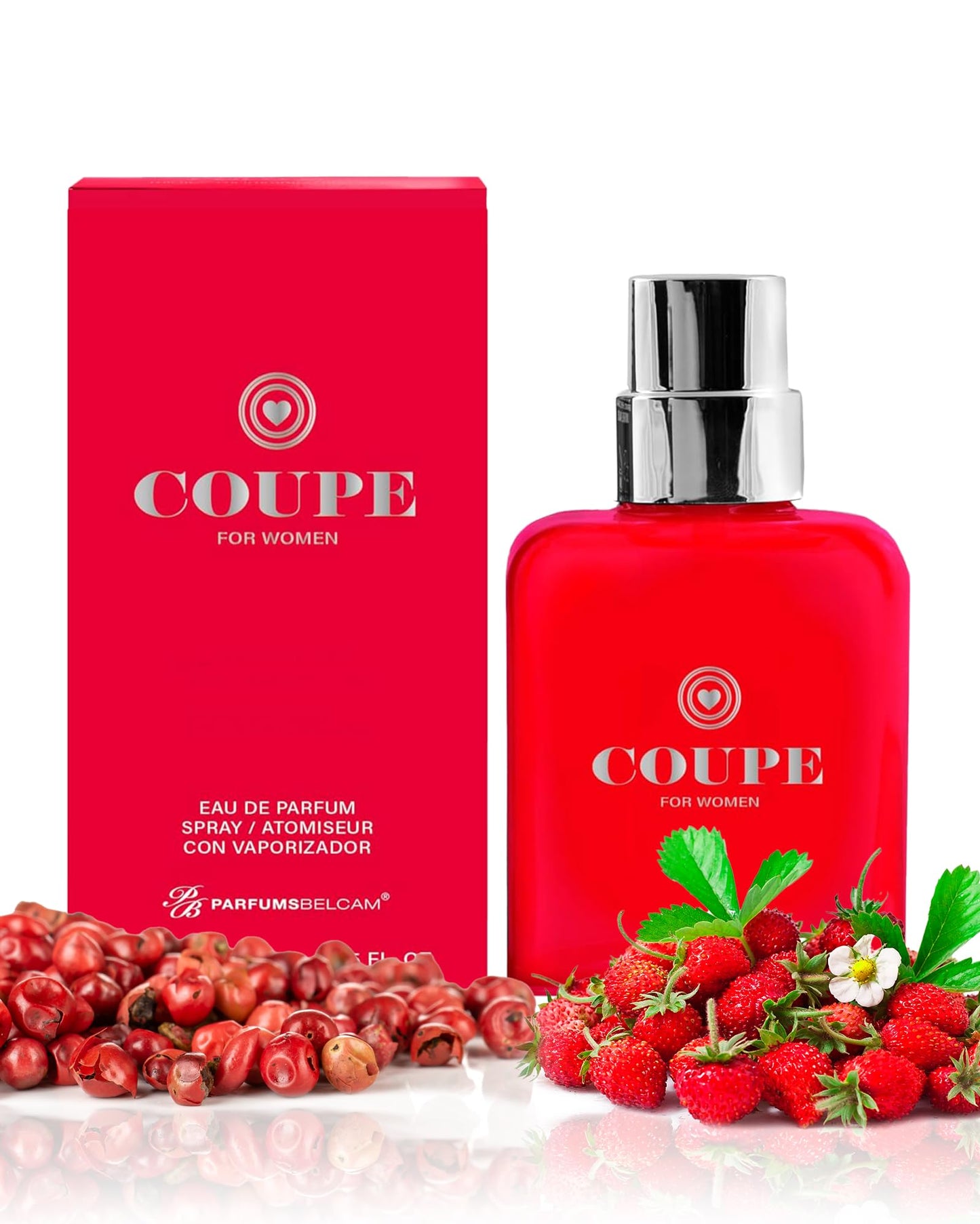 PB ParfumsBelcam Coupe For Women Eau de Parfum Spray - Fruity Floral Perfume with Wild Strawberry, Pink Pepper & Cedarwood - Elegant Women’s Fragrance for Date Night & Everyday Wear, 2.5 Fl Oz