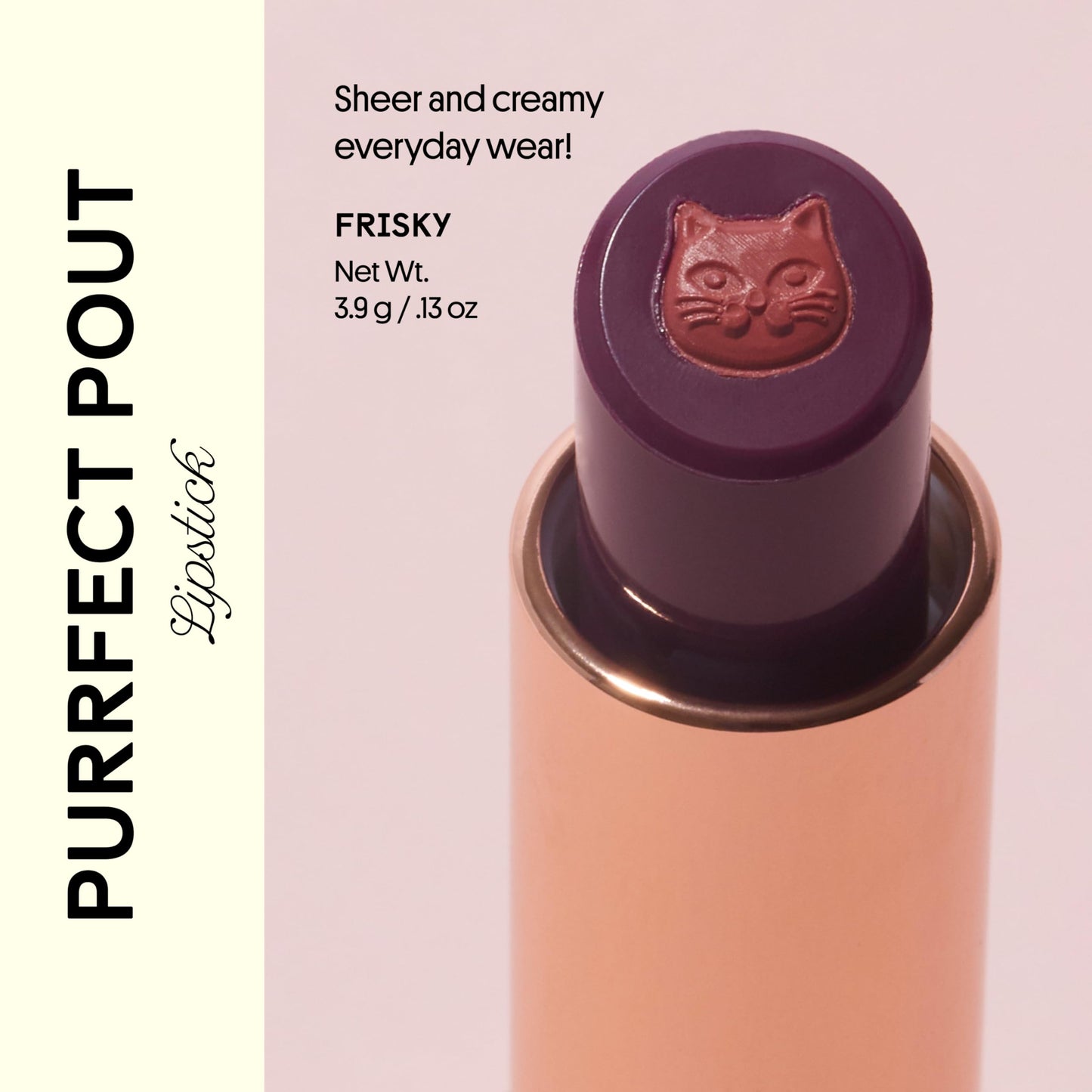 Winky Lux Purrfect Pout Lipstick, Semi Sheer Creamy Lipstick With Jojoba Oil and Vitamin E, Subtle Berry Natural Lipstick, Frisky