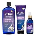 Dr Teals Melatonin Sleep Bath Gift Set (Foaming Bath (34 oz), Body Lotion (8 oz), & Sleep Spray (6oz) - Stress Relief Lavender & Melatonin Promotes