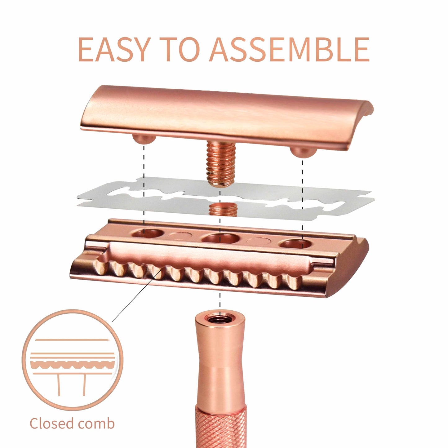 Bambaw Safety Razor for Women with 5 Double Edge Blades, Double Edge Razor, Single Blade Razors for Women and Men, Reusable & Plastic Free - Rose Gold Beauty and Personal Care Bambaw