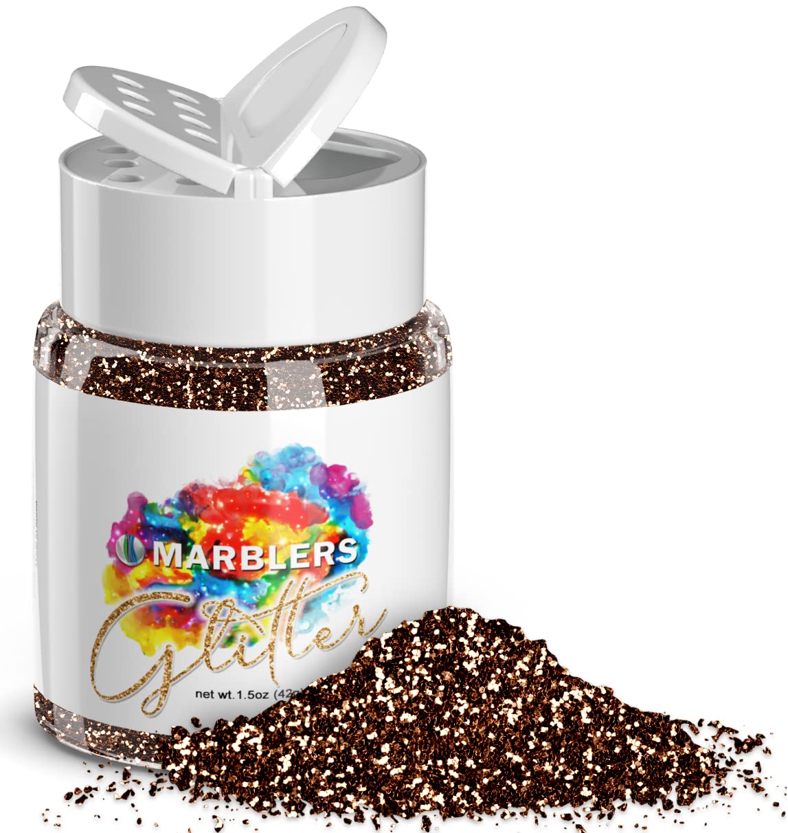 MARBLERS Twinkle Glitter [Pecan] 1.5oz (42g) | Fine | Non-Toxic, Vegan, Cruelty-Free | Face, Body, Eyeshadow, Hair, Festival, Party Makeup | Nail Art