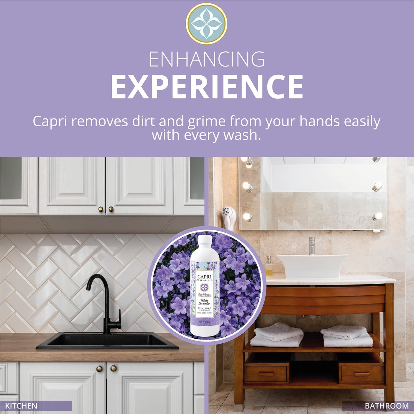 CAPRI ESSENTIALS Hand Soap Liquid, Natural Household Cleaning Supplies, Gentle Plant Based Aromatic Hand Wash with a Blend of Essential Oils, Removes