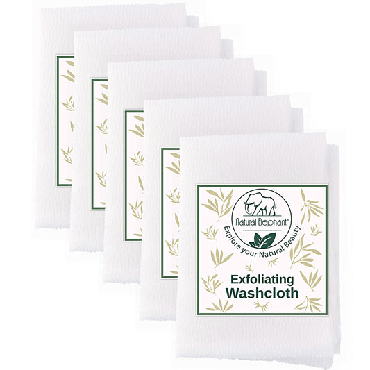 Natural Elephant Exfoliating Washcloth Pearl White Japanese Shower Scrubber for Body (5 Pack (5 Washcloths)) Beauty and Personal Care Natural Elephant