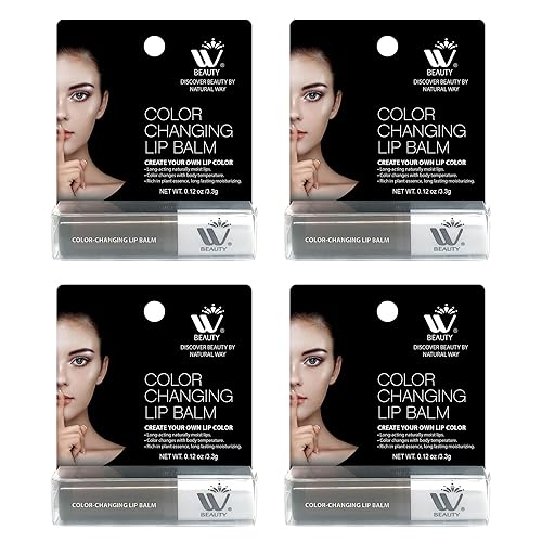 WBM Care Lip Balm 4-Pack, 3.3g Each - Enriched with Vitamin E, Color-Changing Tinted Moisturizer, Provides Long-Lasting Repair, Hydration, and Soft