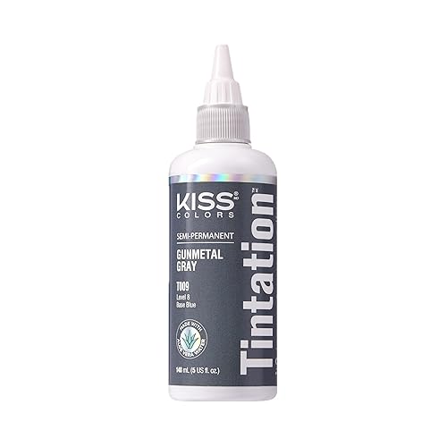 Red by Kiss Tintation Semi-Permanent Hair Color, Aloe Vera Water Based, Argan Oil, Olive Oil, Collagen & Keratin, Long-Lasting Color Dye (Gunmetal