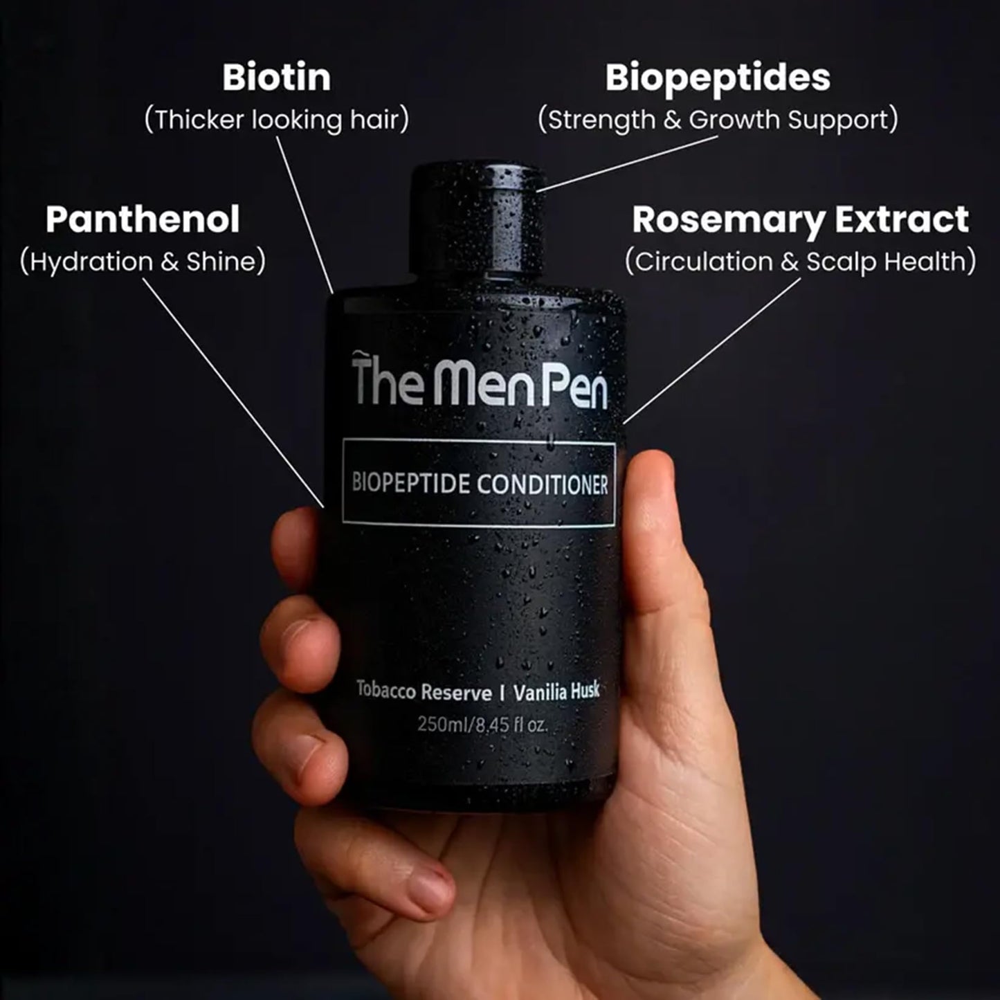 The Men Pen Peptide-Powered Shampoo & Conditioner Set for Men - Strengthening, Thickening Hair Care with Biotin, Keratin & Collagen - Tobacco Reserve