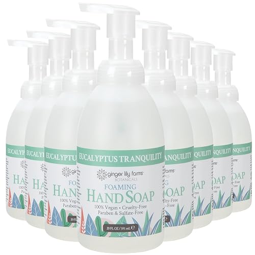 Ginger Lily Farms Botanicals All-Purpose Foaming Hand Soap Refill, 100% Vegan & Cruelty-Free, Eucalyptus Tranquility Scent, 20 Fl Oz (Pack of 8)