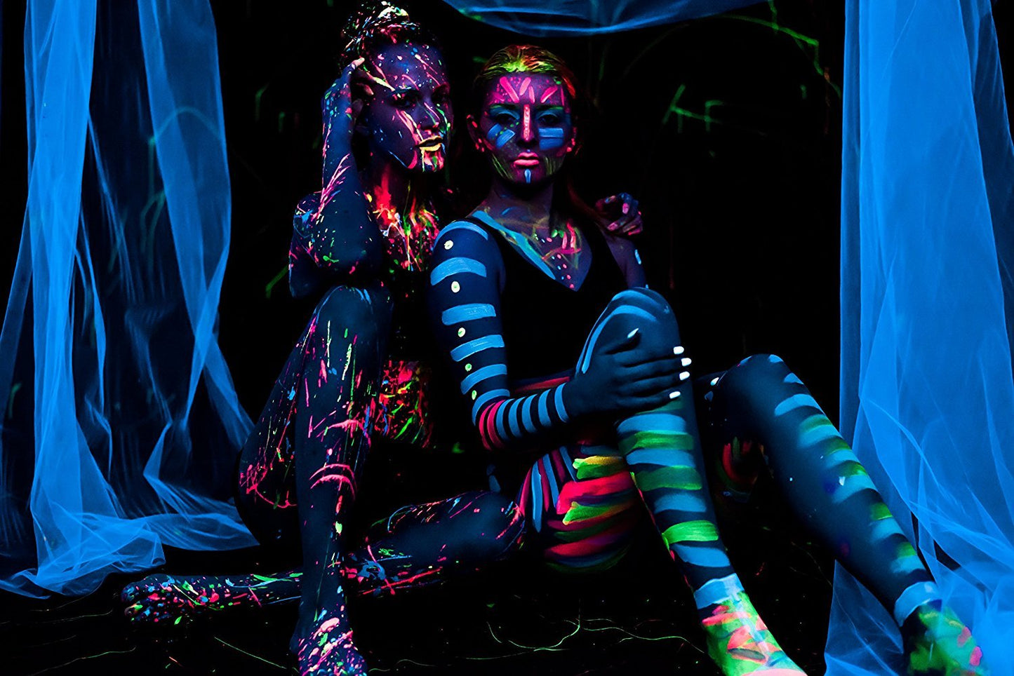 Midnight Glo UV Neon Face & Body Paint Glow - Blacklight Reactive Fluorescent Paint - Safe, Washable, Non-Toxic, Great For Raves, Parties, Festivals