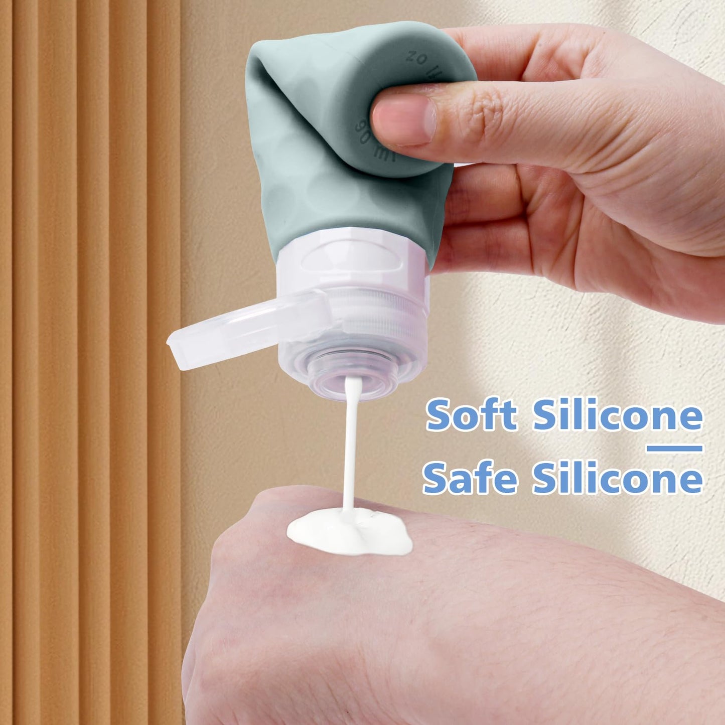 Silevoler Travel Bottles for Toiletries, 4pcs Tsa Approved 3oz Travel Size Containers, BPA Free Leak Proof Premium Silicone Bottles, Refillable Liquid Beauty and Personal Care Silevoler