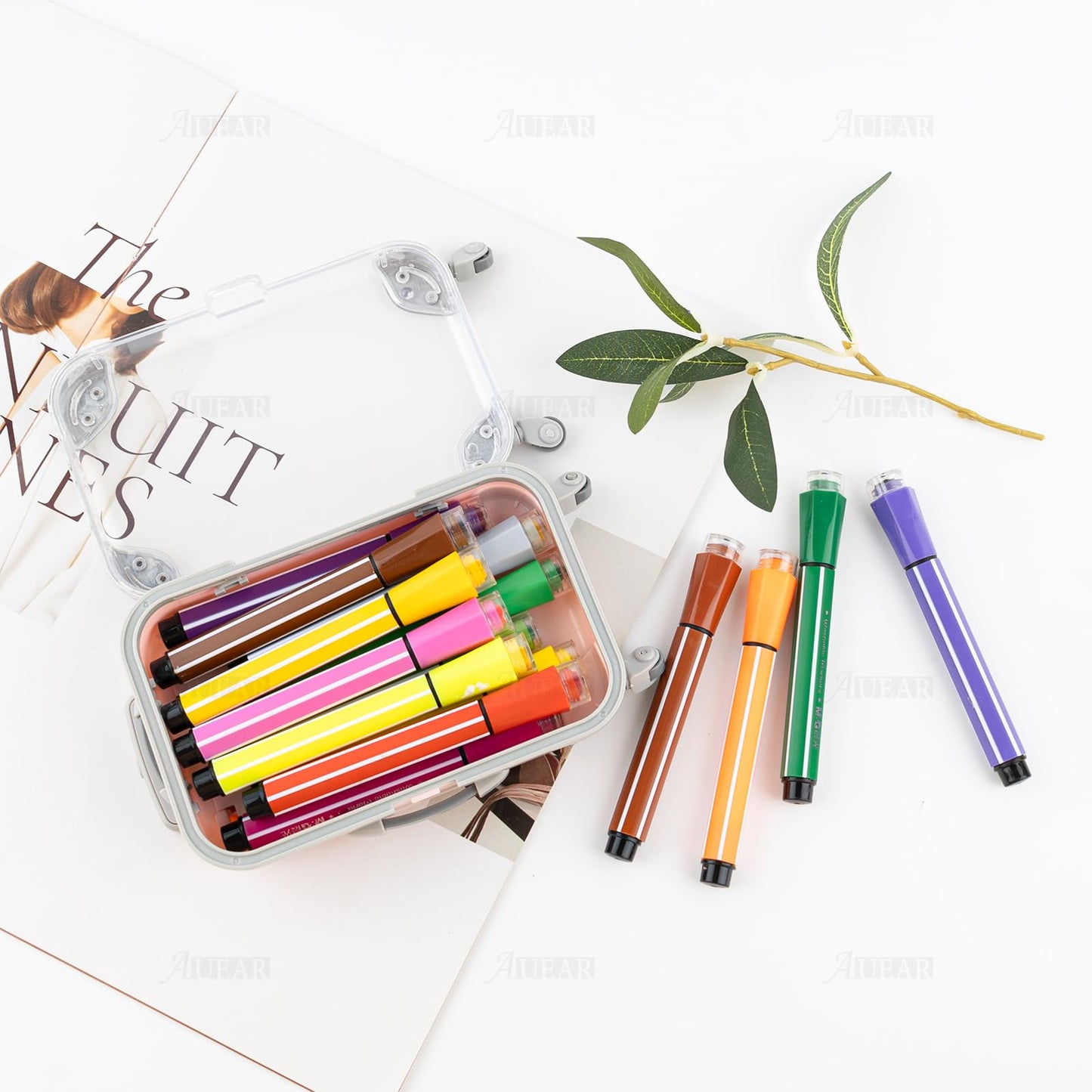 AUEAR, 1 Pack False Eyelashes Box Suitcase Packaging Box Pink Mini Trolley Suitcase Candy Box for Lashes and Candy