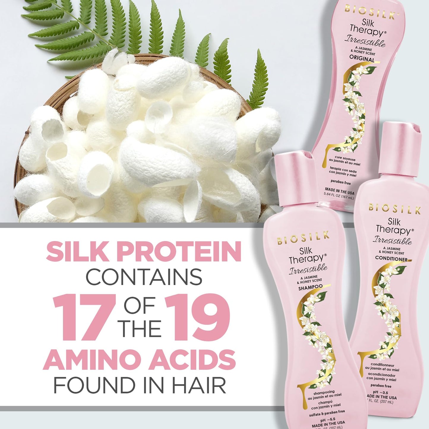 BioSilk Irresistible Trio Kit, Shampoo, Conditioner & Reconstructing Treatment, Sulfate, Paraben & Cruelty-Free, 7 Oz + 7 Oz + 5.64 Oz (3 Products)